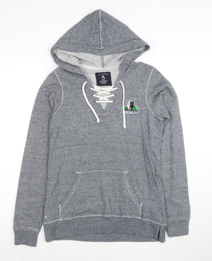 Antigua Men Grey Lace Up Hoodie Minnesota Timberwolves Size S Cotton