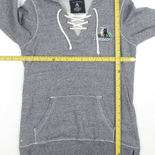Antigua Men Grey Lace Up Hoodie Minnesota Timberwolves Size S Cotton