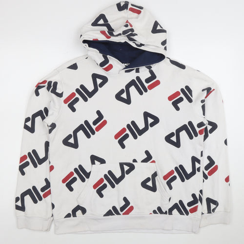 Fila Women’s White Logo Pullover Hoodie XXL Cotton Blend Casual