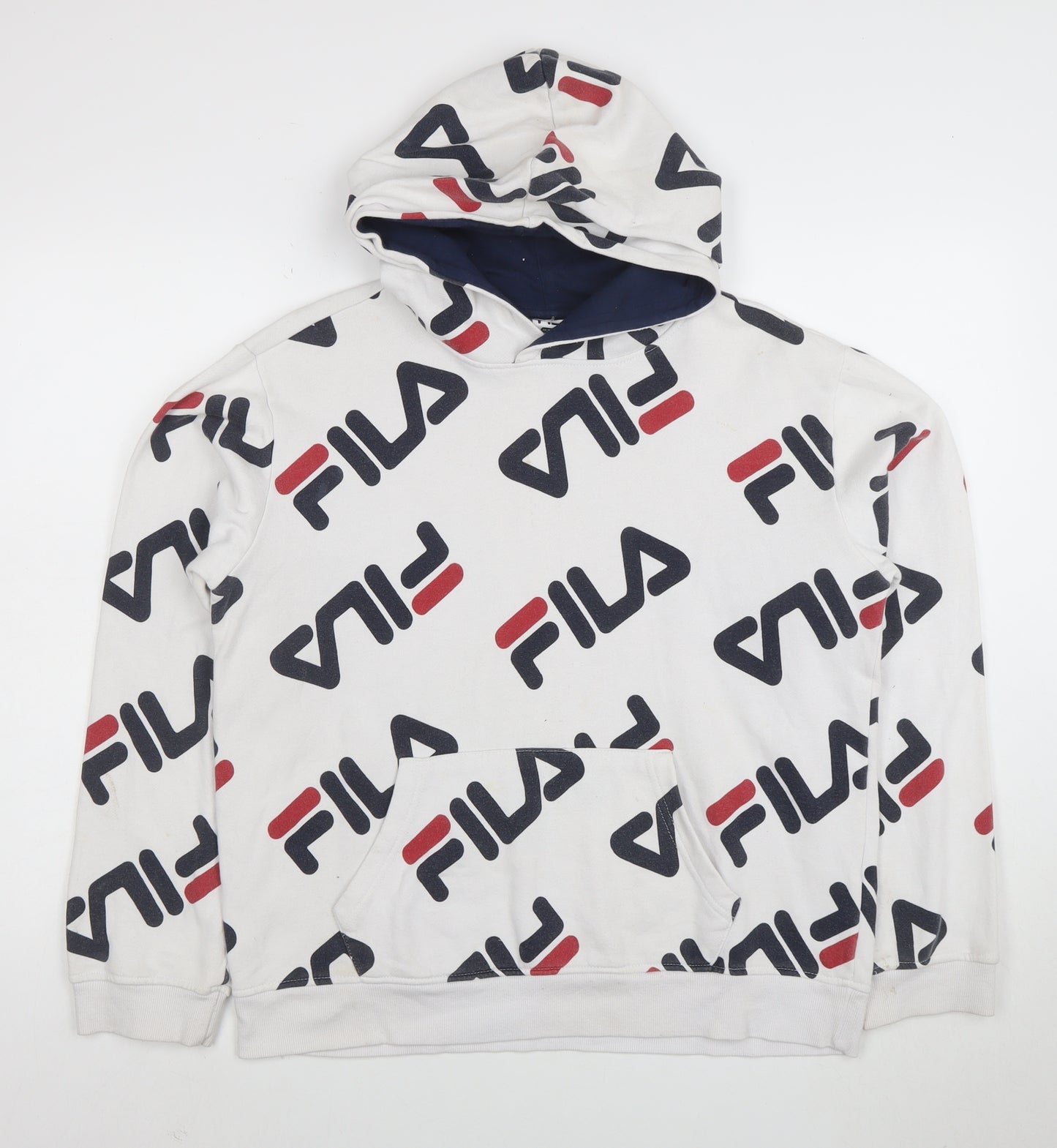Fila Women’s White Logo Pullover Hoodie XXL Cotton Blend Casual