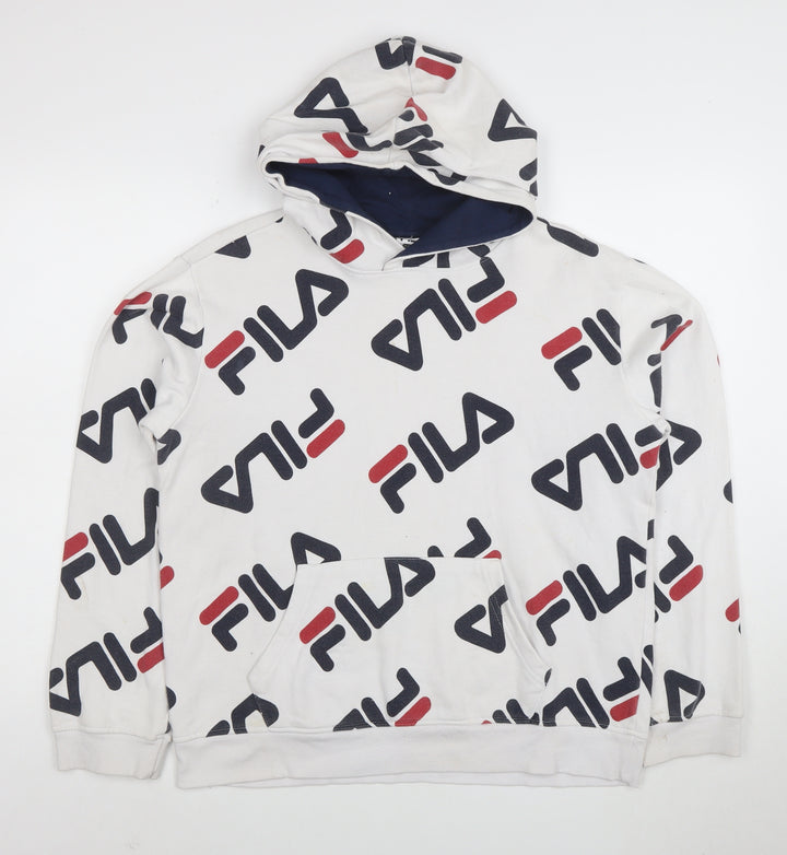 Fila Women’s White Logo Pullover Hoodie XXL Cotton Blend Casual