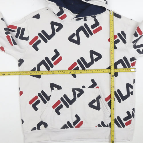Fila Women’s White Logo Pullover Hoodie XXL Cotton Blend Casual