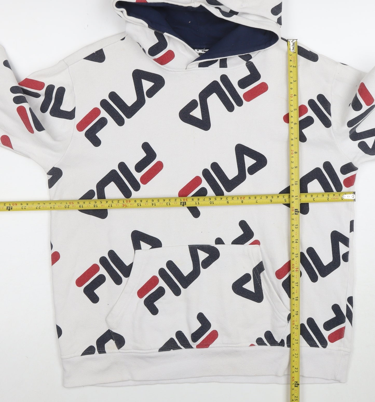Fila Women’s White Logo Pullover Hoodie XXL Cotton Blend Casual