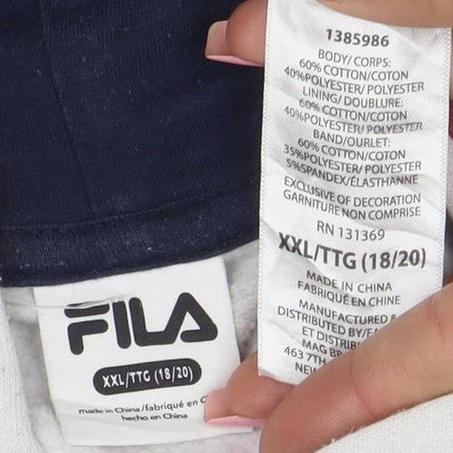 Fila Women’s White Logo Pullover Hoodie XXL Cotton Blend Casual
