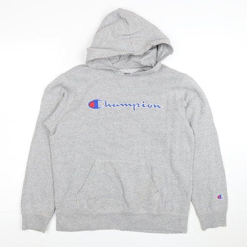 Champion Boys Grey Pullover Hoodie Size 7 Cotton Blend Logo Sweatshirt