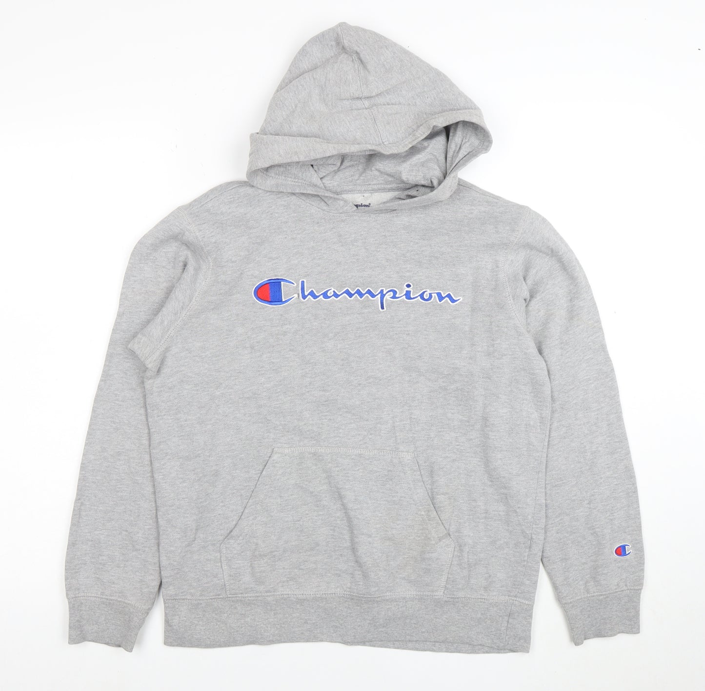 Champion Boys Grey Pullover Hoodie Size 7 Cotton Blend Logo Sweatshirt