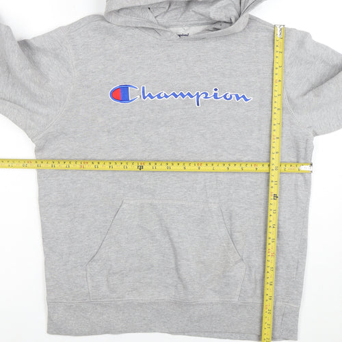 Champion Boys Grey Pullover Hoodie Size 7 Cotton Blend Logo Sweatshirt
