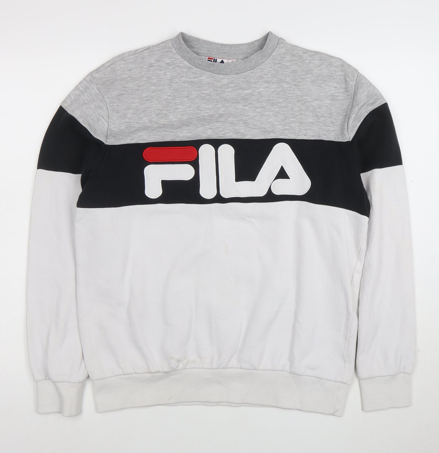 FILA Men’s Grey Logo Crew Neck Sweatshirt Size M Pullover Sportswear