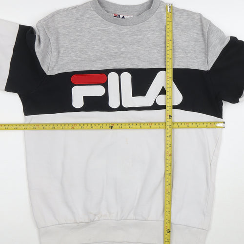 FILA Men’s Grey Logo Crew Neck Sweatshirt Size M Pullover Sportswear