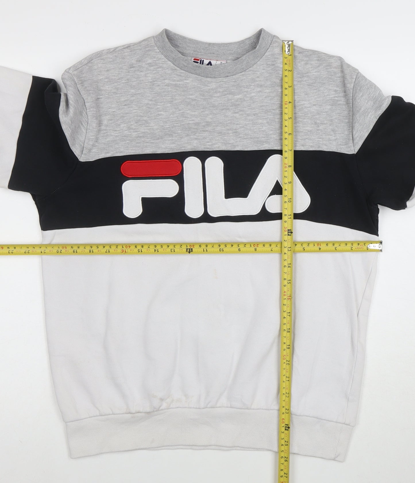 FILA Men’s Grey Logo Crew Neck Sweatshirt Size M Pullover Sportswear