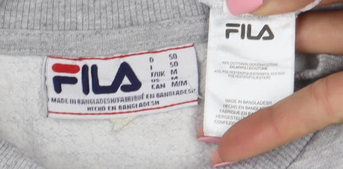 FILA Men’s Grey Logo Crew Neck Sweatshirt Size M Pullover Sportswear