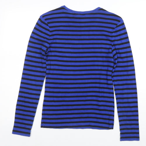 Polo Ralph Lauren Women Blue Black Striped Long Sleeve T-Shirt M