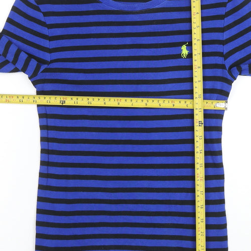 Polo Ralph Lauren Women Blue Black Striped Long Sleeve T-Shirt M