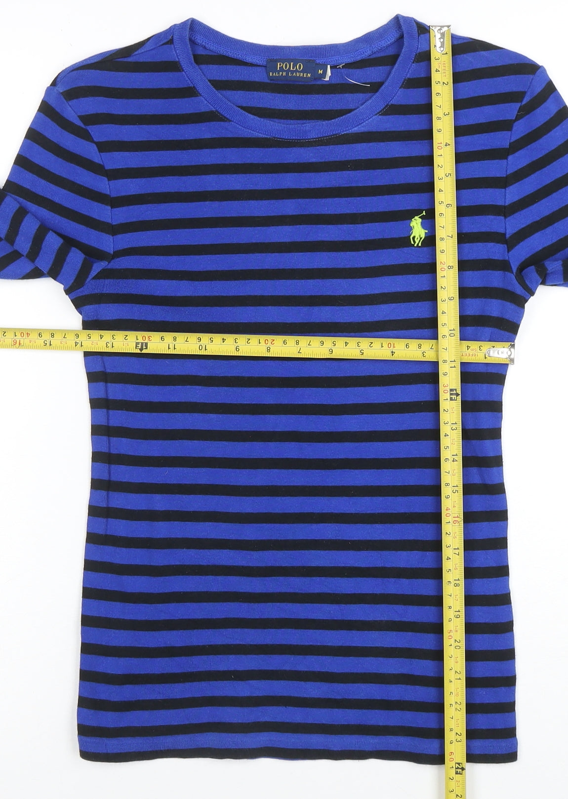 Polo Ralph Lauren Women Blue Black Striped Long Sleeve T-Shirt M