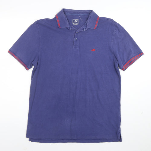 Lee Men's Blue Regular Fit Cotton Polo Shirt Size M