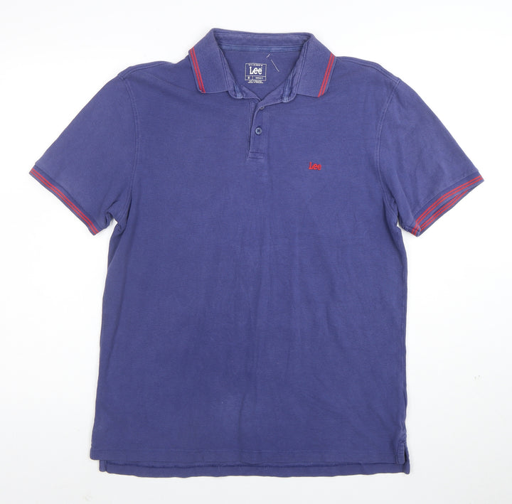 Lee Men's Blue Regular Fit Cotton Polo Shirt Size M