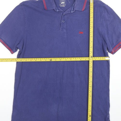 Lee Men's Blue Regular Fit Cotton Polo Shirt Size M