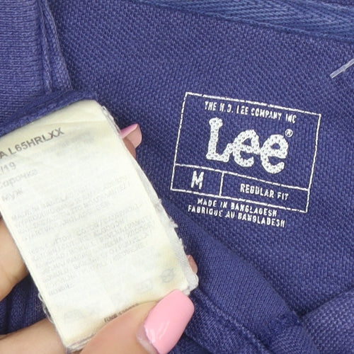 Lee Men's Blue Regular Fit Cotton Polo Shirt Size M