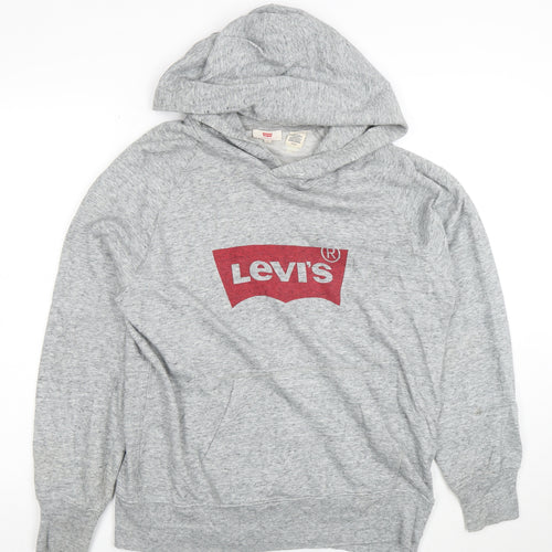 Levi's Women's Grey Pullover Hoodie Small Logo Cotton Blend