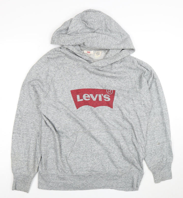 Levi's Women's Grey Pullover Hoodie Small Logo Cotton Blend