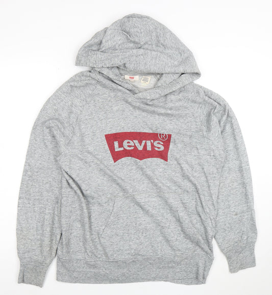 Levi's Women's Grey Pullover Hoodie Small Logo Cotton Blend