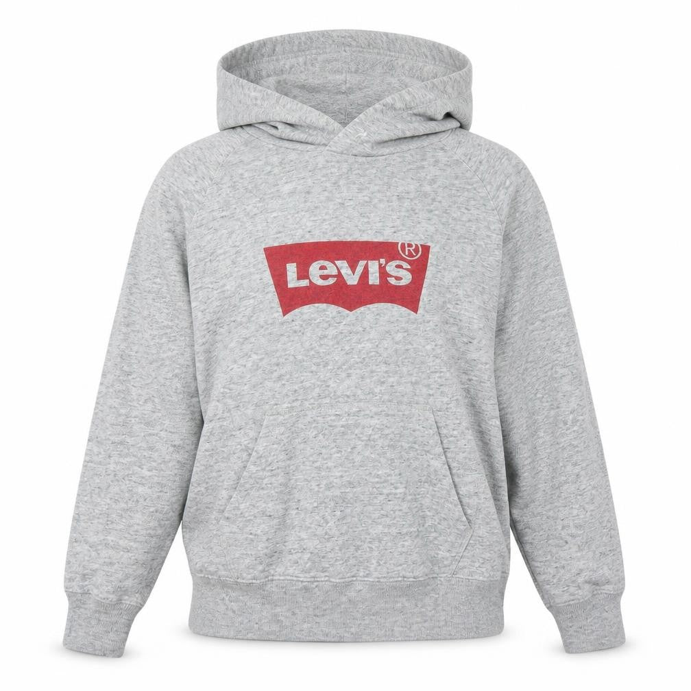 Front view of Levi's Women's Grey Pullover Hoodie Small Logo Cotton Blend