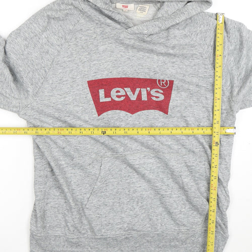 Levi's Women's Grey Pullover Hoodie Small Logo Cotton Blend