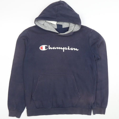 Champion Boys Navy Blue Pullover Hoodie X-Large 13-14 Years Cotton Blend