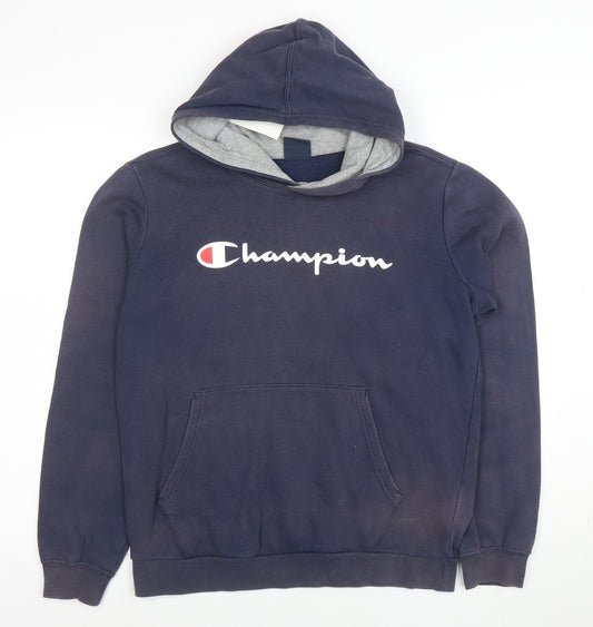 Champion Boys Navy Blue Pullover Hoodie X-Large 13-14 Years Cotton Blend