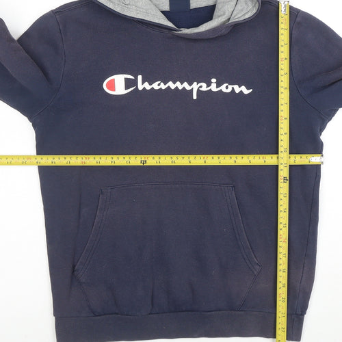 Champion Boys Navy Blue Pullover Hoodie X-Large 13-14 Years Cotton Blend