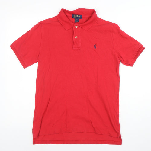 Ralph Lauren Women Red Cotton Polo Shirt Size L Short Sleeve Classic Fit