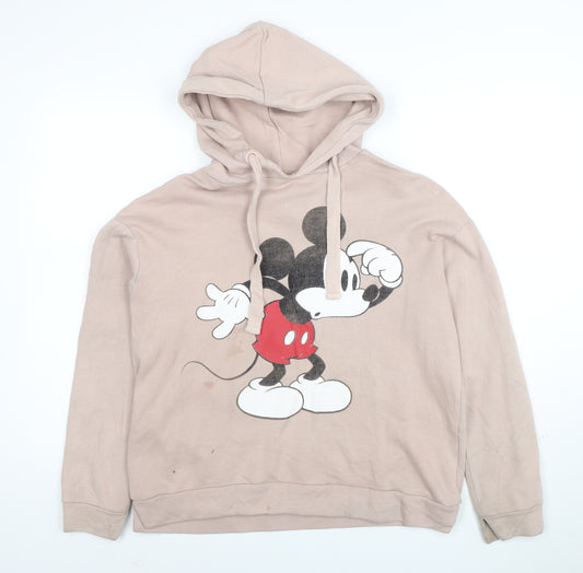 Disney Mickey Mouse Womens Beige Pullover Hoodie XS Reserved