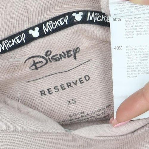 Disney Mickey Mouse Womens Beige Pullover Hoodie XS Reserved