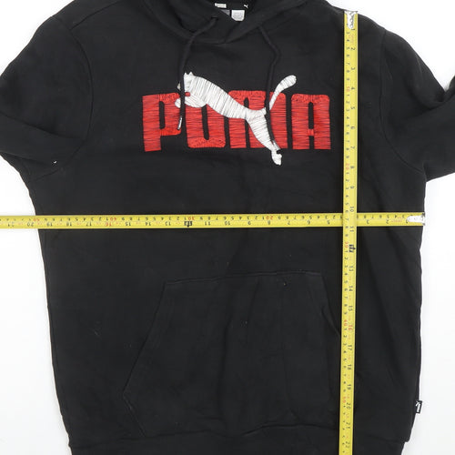 Puma Mens Black Small Pullover Hoodie with Red Logo