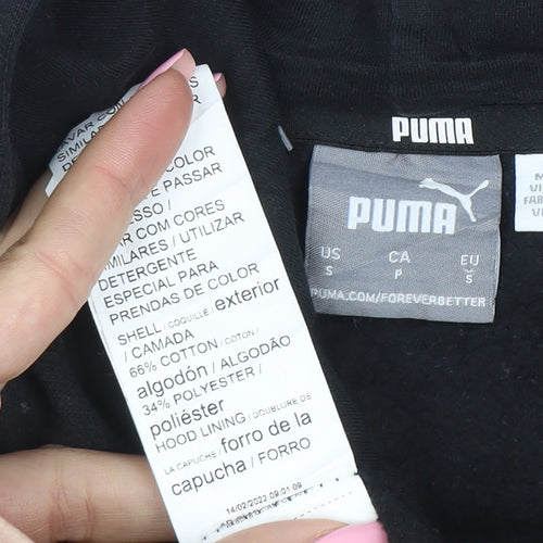 Puma Mens Black Small Pullover Hoodie with Red Logo