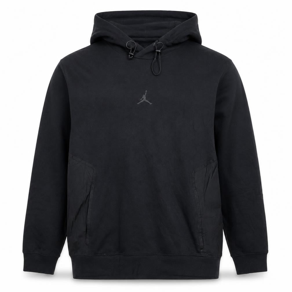 Front view of Jordan Men's Black Pullover Hoodie M Regular Fit Dri-Fit Sportswear