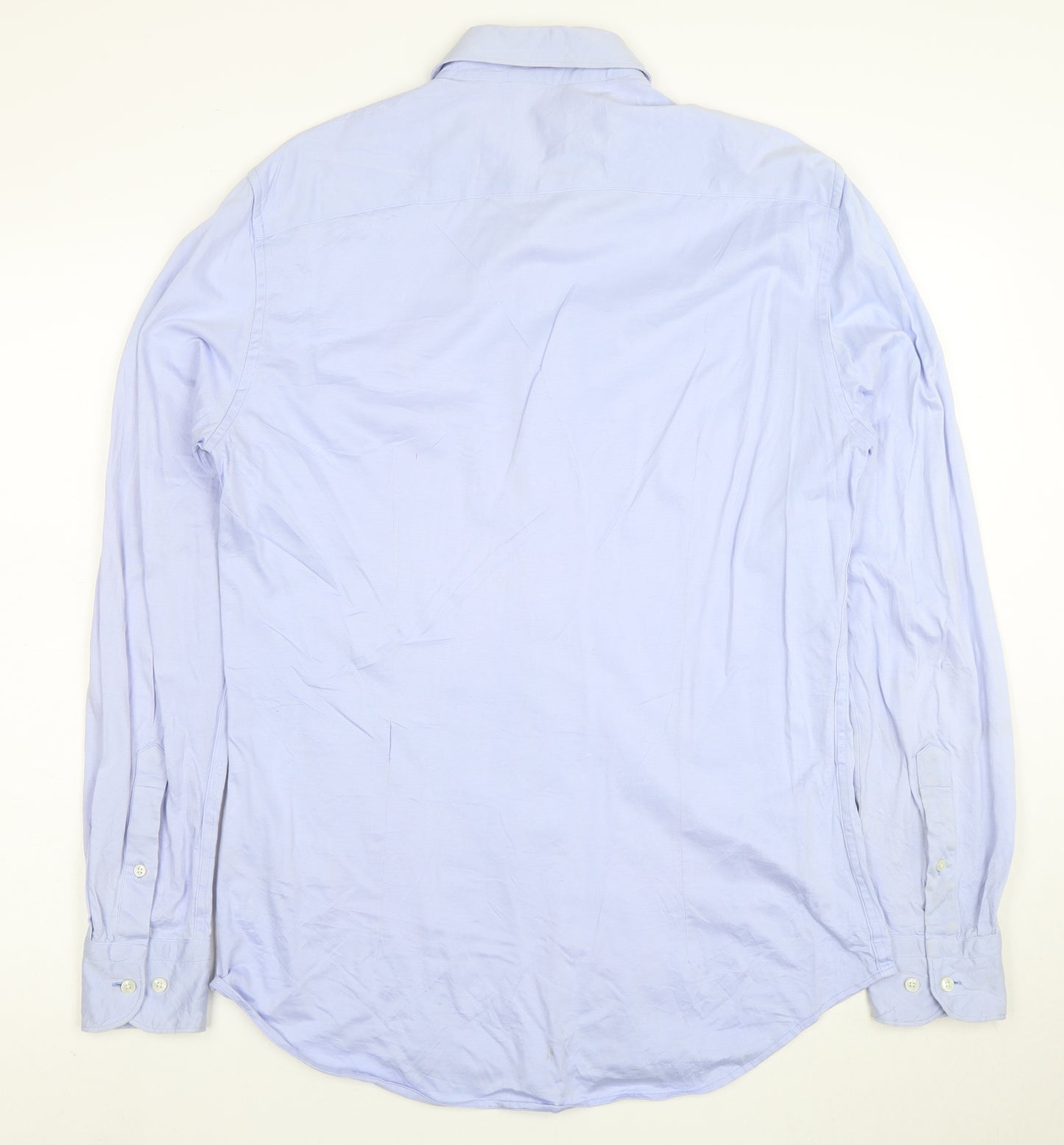 Tommy Hilfiger Men's Blue Slim Fit Cotton Button-Up Shirt 15.5