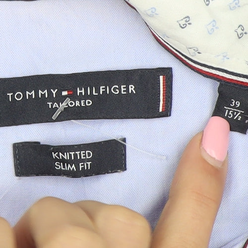 Tommy Hilfiger Men's Blue Slim Fit Cotton Button-Up Shirt 15.5