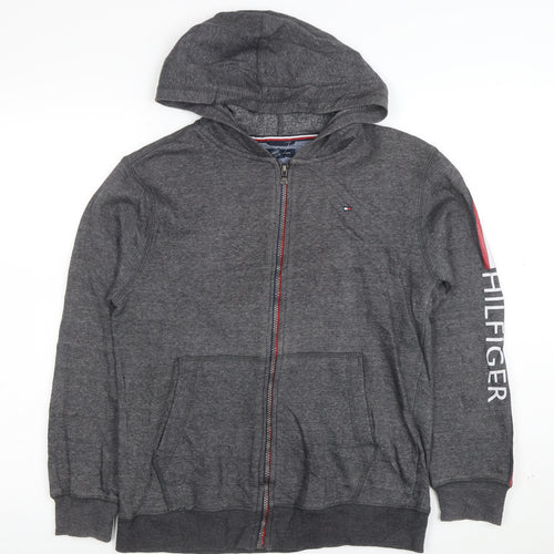 Tommy Hilfiger Women Grey Full Zip Hoodie Size 16 Classic Fit