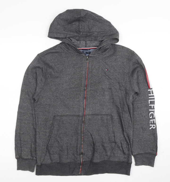 Tommy Hilfiger Women Grey Full Zip Hoodie Size 16 Classic Fit