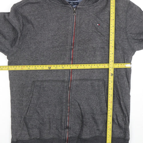 Tommy Hilfiger Women Grey Full Zip Hoodie Size 16 Classic Fit