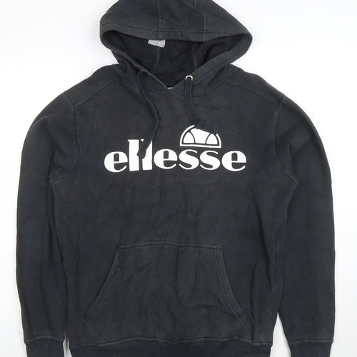 Ellesse Womens Black Pullover Hoodie Medium Cotton Blend Logo