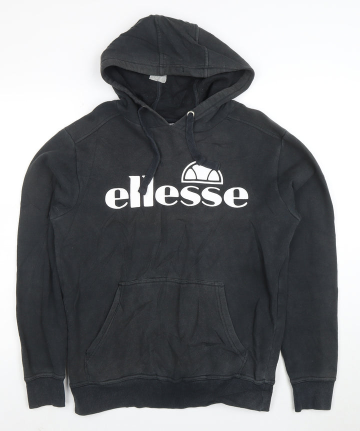 Ellesse Womens Black Pullover Hoodie Medium Cotton Blend Logo
