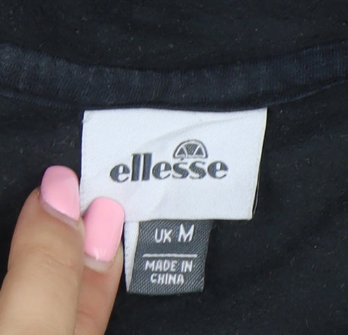 Ellesse Womens Black Pullover Hoodie Medium Cotton Blend Logo