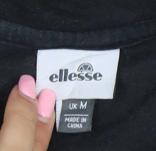 Ellesse Womens Black Pullover Hoodie Medium Cotton Blend Logo