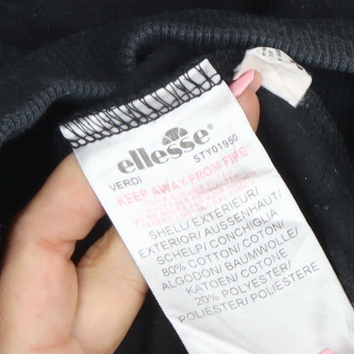 Ellesse Womens Black Pullover Hoodie Medium Cotton Blend Logo