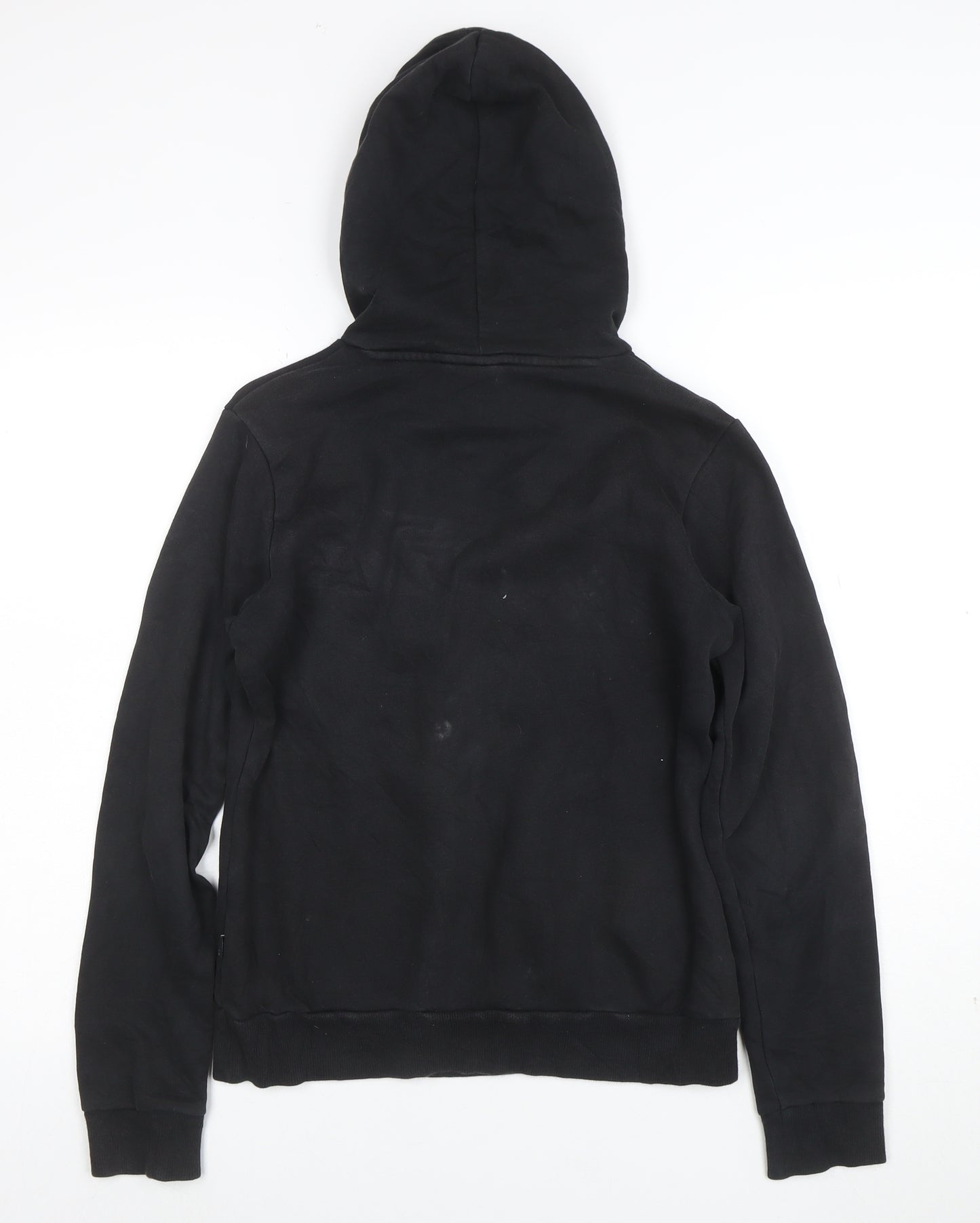 Puma Women's Black Medium Pullover Hoodie Cotton Blend Logo Sweatshirt