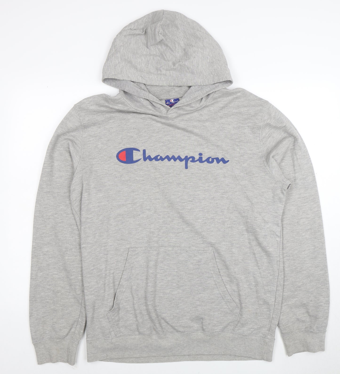 Champion Men's Grey Pullover Hoodie Large Graphic Logo Sports Style