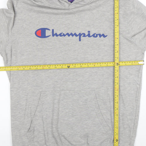 Champion Men's Grey Pullover Hoodie Large Graphic Logo Sports Style
