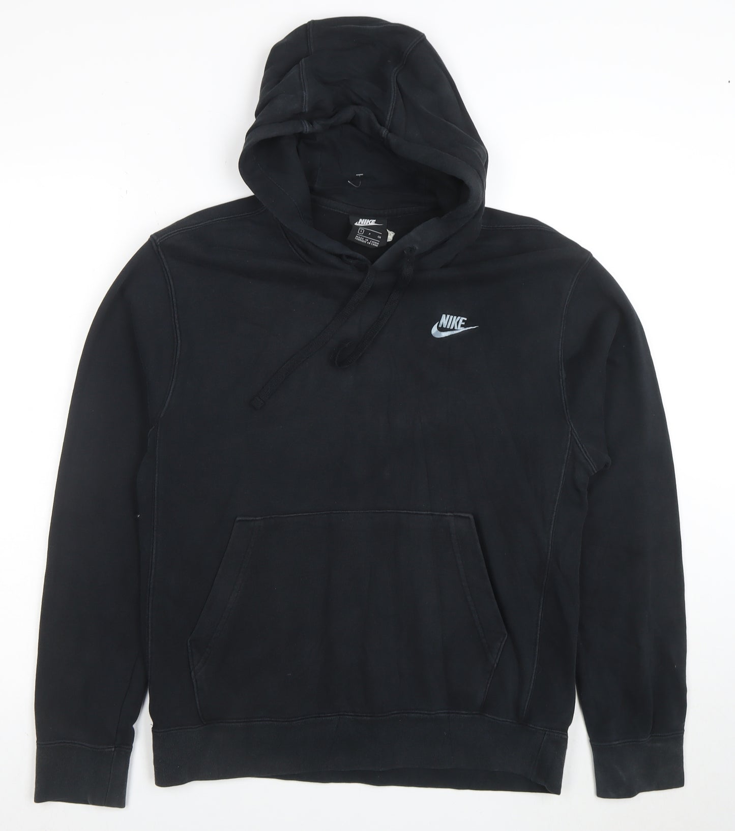 Nike Mens Black Pullover Hoodie Size S Regular Fit Fleece Sweatshirt